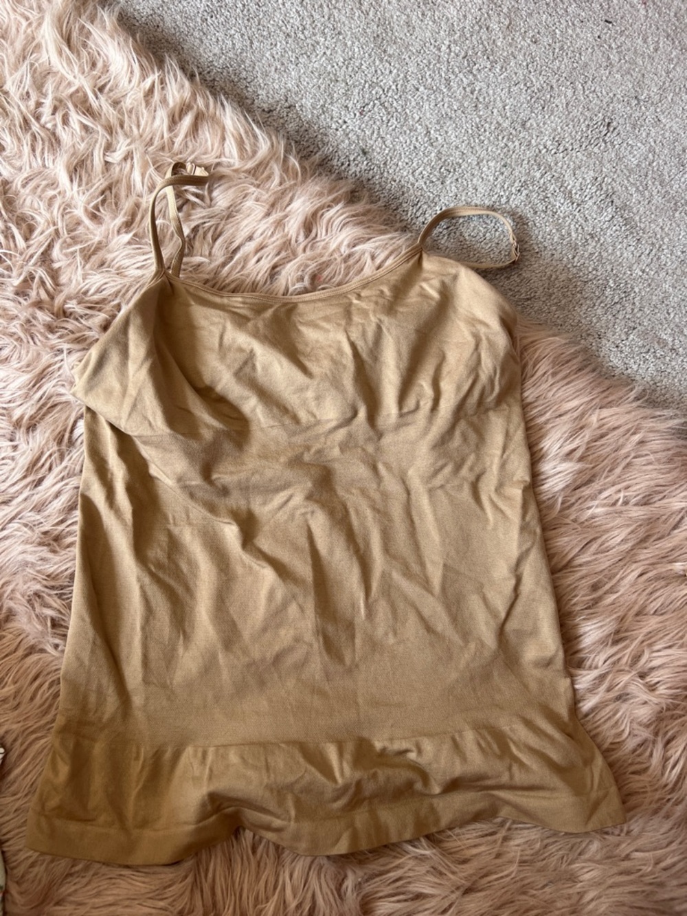 Yummie Spaghetti Strap Tank in Camel